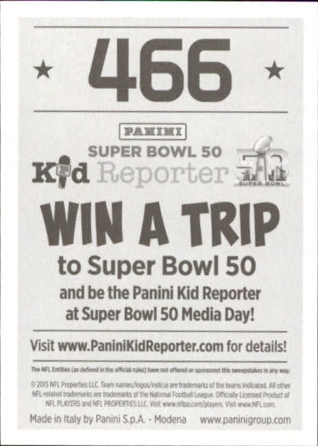2015 Panini Stickers #466 Super Bowl XLIX/Rob Gronkowski back image
