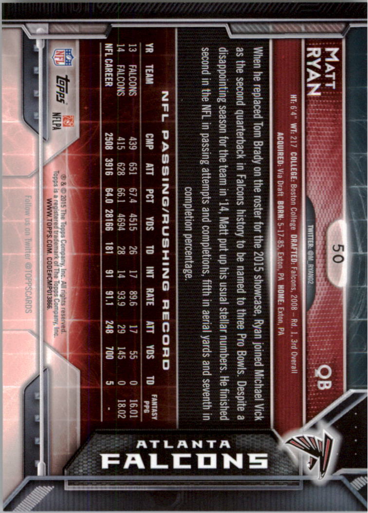 2015 Topps #50A Matt Ryan/throwing back image