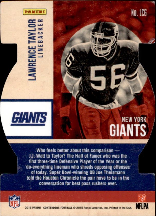 2015 Panini Contenders Legendary Contenders #6 Lawrence Taylor back image