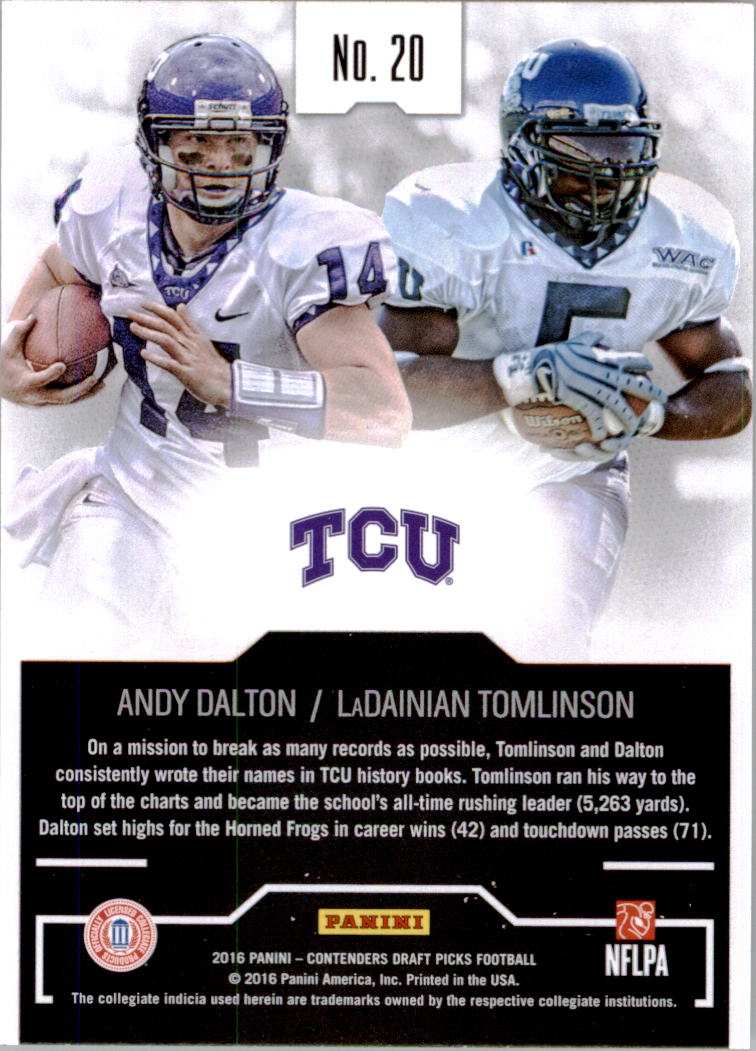 2016 Panini Contenders Draft Picks Collegiate Connections #20 LaDainian Tomlinson/Andy Dalton back image