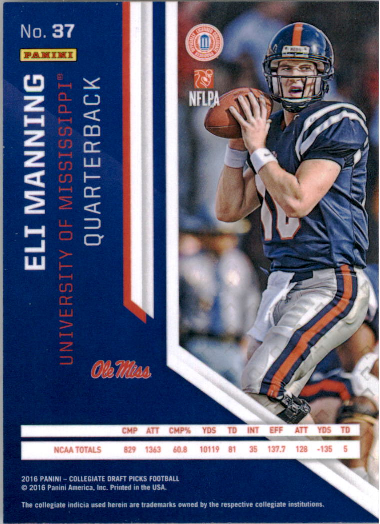 2016 Panini Prizm Draft Picks #37 Eli Manning back image