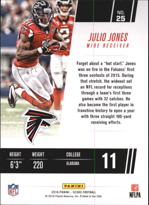 2016 Score Franchise #25 Julio Jones back image