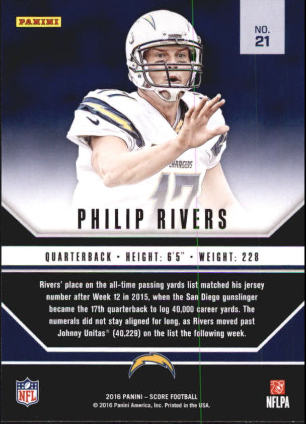 2016 Score Signal Callers #21 Philip Rivers back image