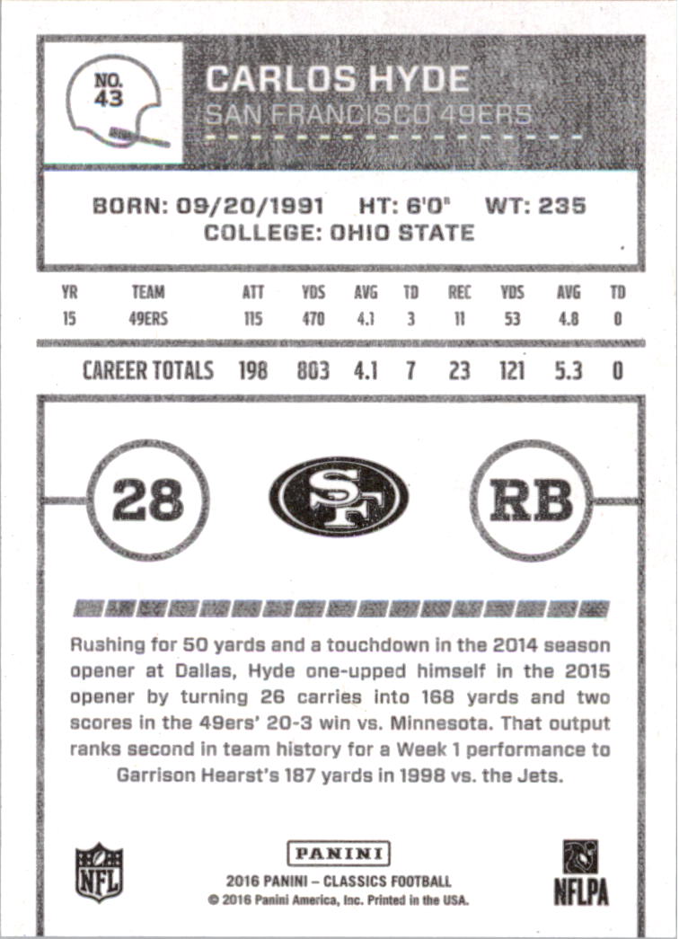 A0711- 2016 Classics Football Card #'s 1-286 -You Pick- 15+ FREE US SHIP - Picture 77 of 323