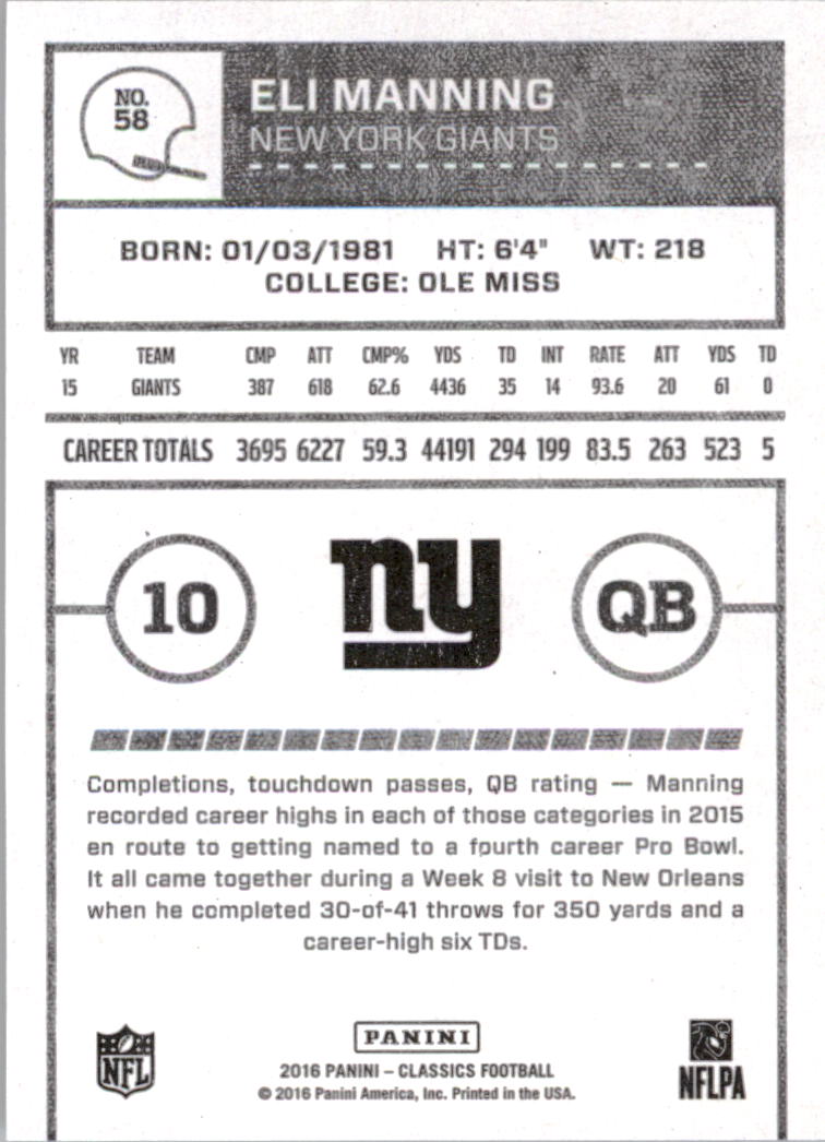 A0711- 2016 Classics Football Card #'s 1-286 -You Pick- 15+ FREE US SHIP - Picture 107 of 323