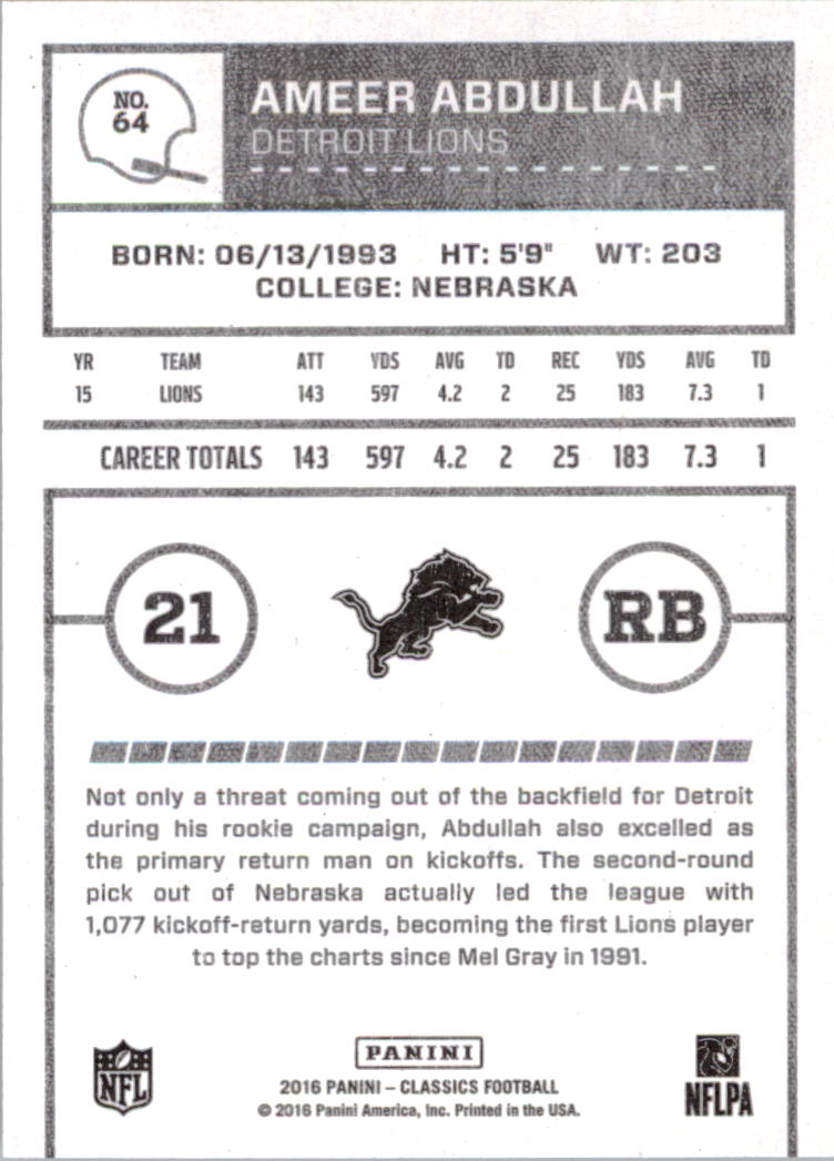 A0711- 2016 Classics Football Card #'s 1-286 -You Pick- 15+ FREE US SHIP - Picture 117 of 323