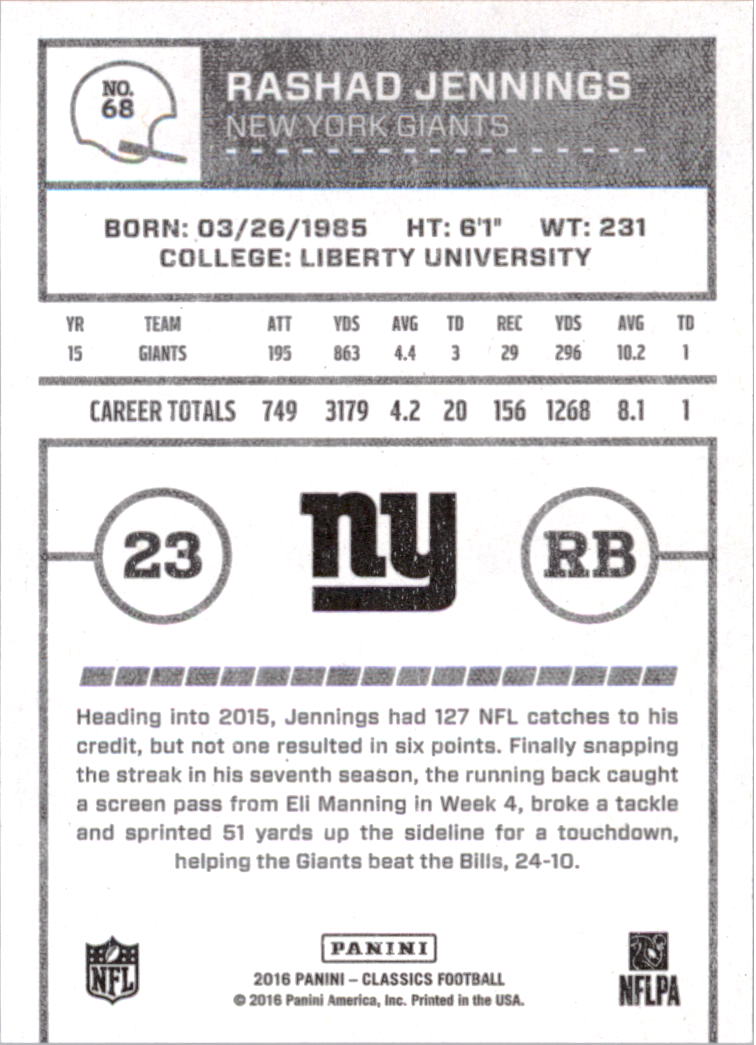A0711- 2016 Classics Football Card #'s 1-286 -You Pick- 15+ FREE US SHIP - Picture 123 of 323