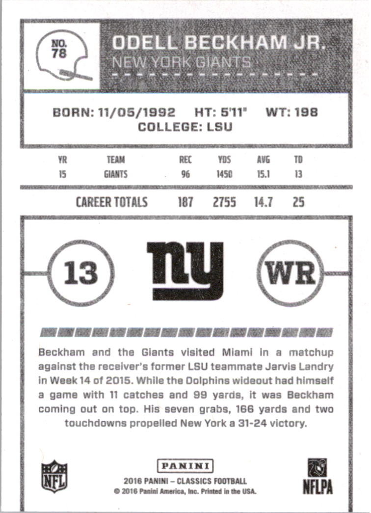 A0711- 2016 Classics Football Card #'s 1-286 -You Pick- 15+ FREE US SHIP - Picture 141 of 323