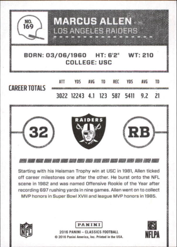 A0711- 2016 Classics Football Card #'s 1-286 -You Pick- 15+ FREE US SHIP - Picture 259 of 323