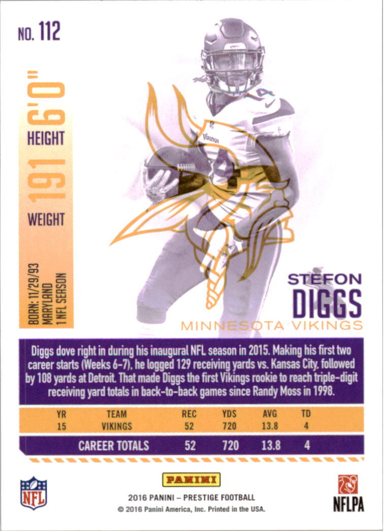 2016 Prestige #112 Stefon Diggs back image