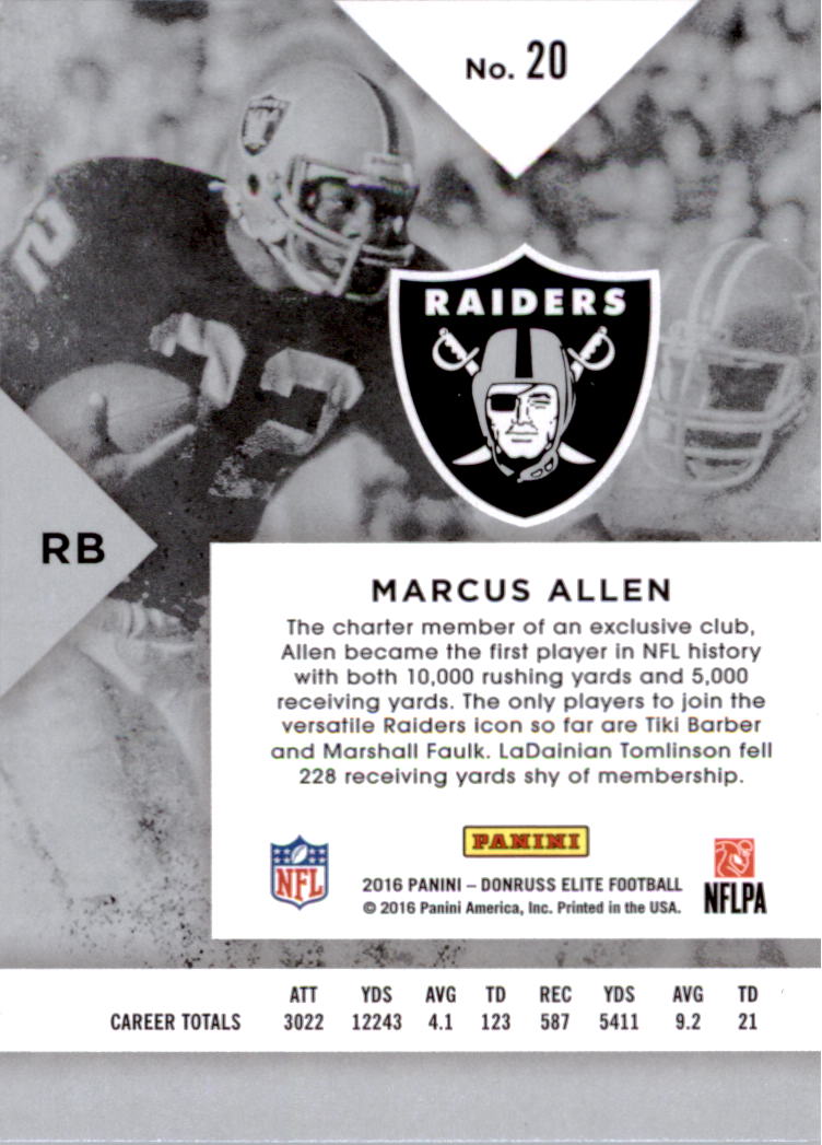 2016 Elite #20 Marcus Allen back image