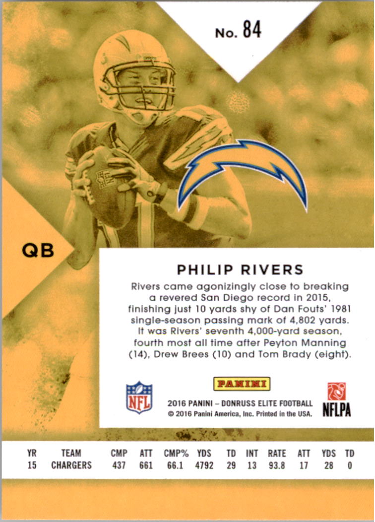 2016 Elite #84 Philip Rivers back image