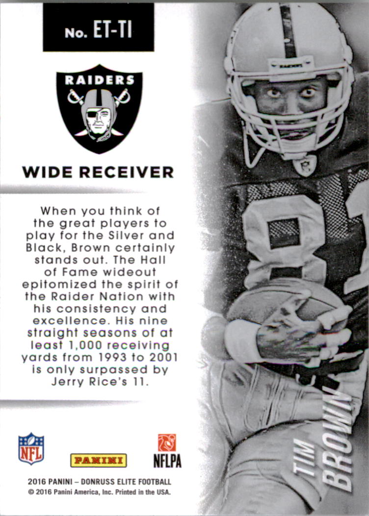2016 Elite Etched In Time #ETTI Tim Brown back image