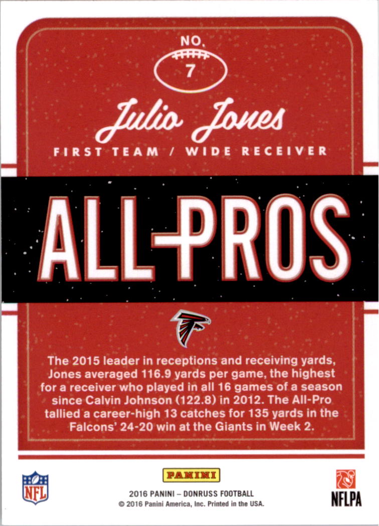2016 Donruss All Pros #7 Julio Jones back image