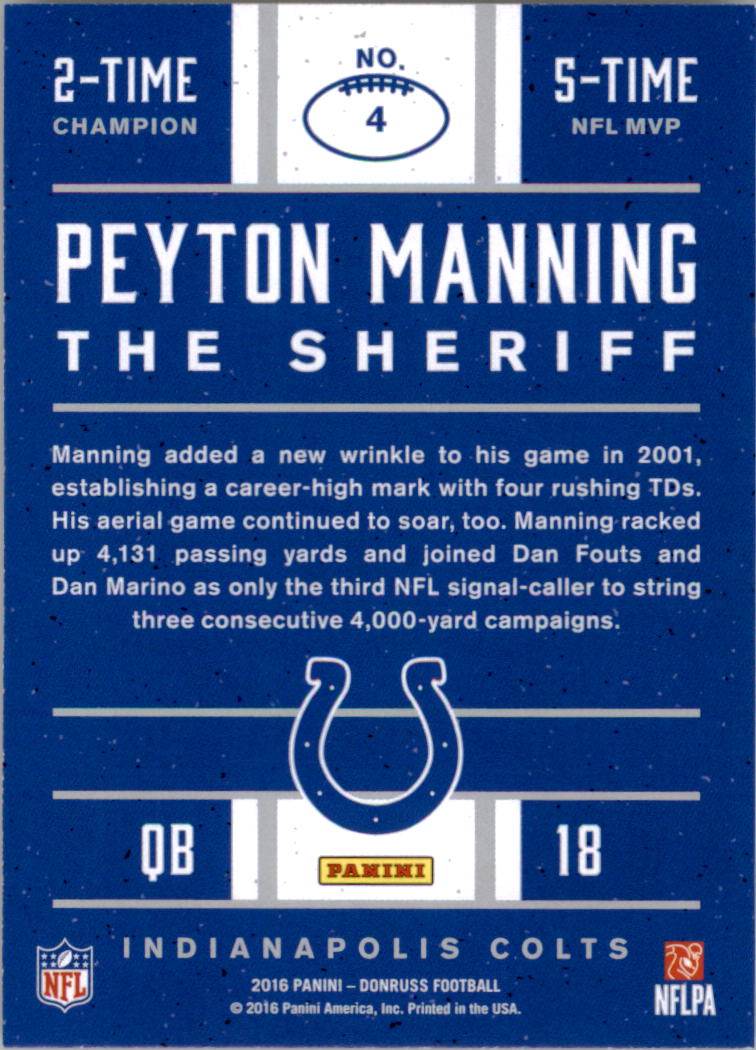 2016 Donruss Peyton Manning Football Card Pick (Inserts)