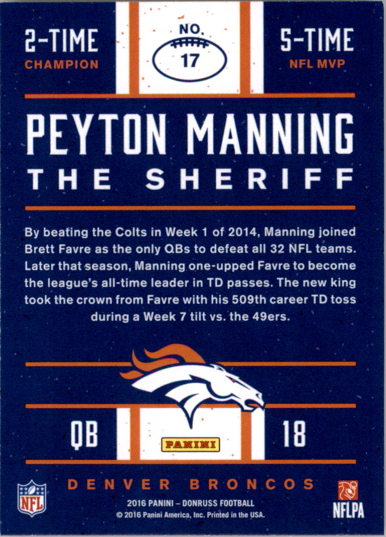 2016 Donruss Peyton Manning Football Card Pick (Inserts)