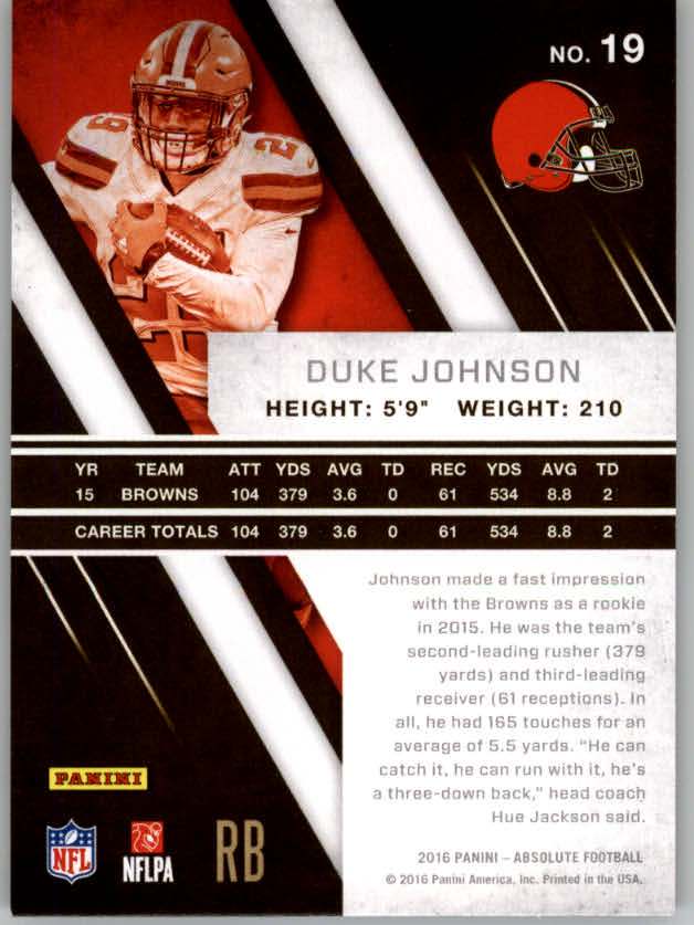 2016 Absolute #19 Duke Johnson back image