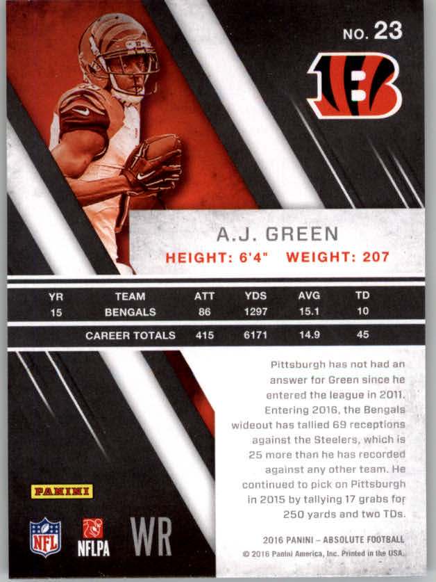 2016 Absolute #23 A.J. Green back image