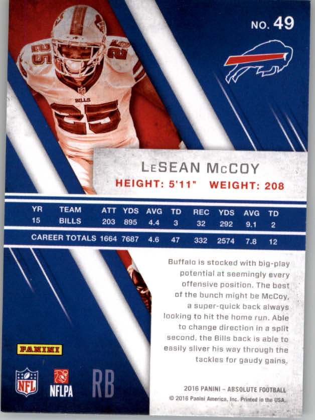 2016 Absolute #49 LeSean McCoy back image