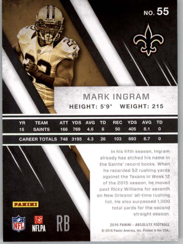 2016 Absolute #55 Mark Ingram back image