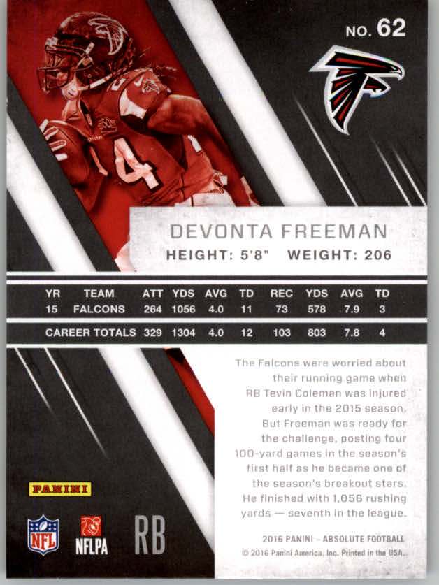 2016 Absolute #62 Devonta Freeman back image