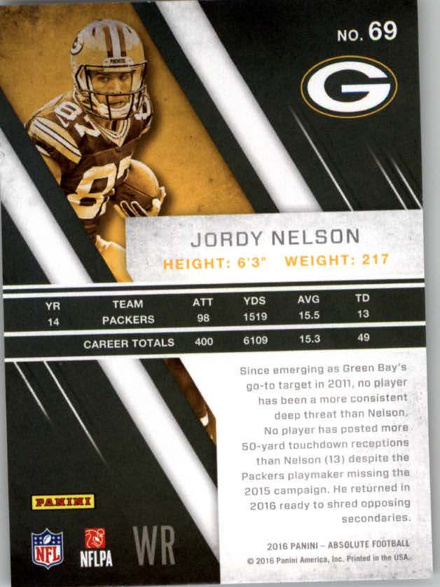 2016 Absolute #69 Jordy Nelson back image