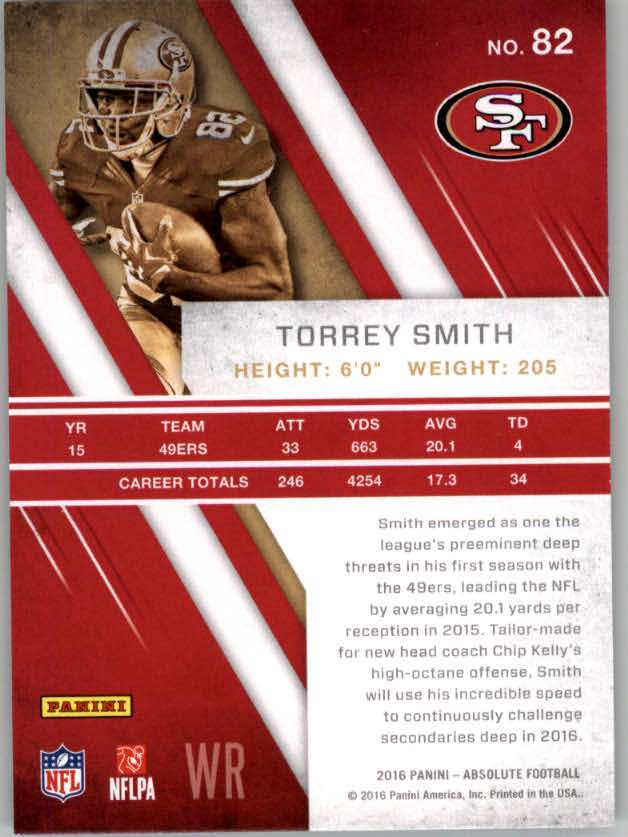 2016 Absolute #82 Torrey Smith back image