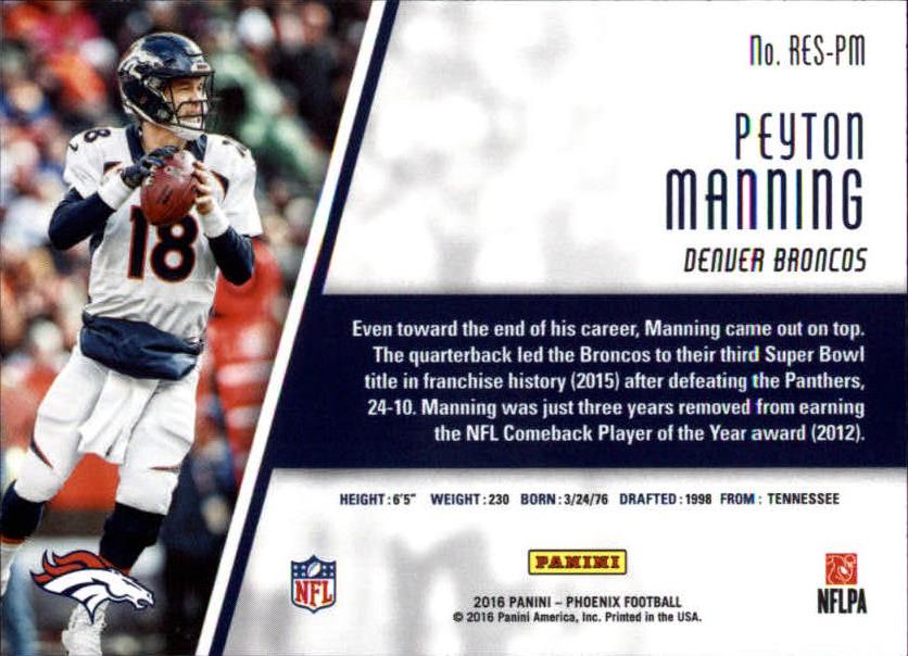 2016 Panini Phoenix Resurgence Orange #RESPM Peyton Manning