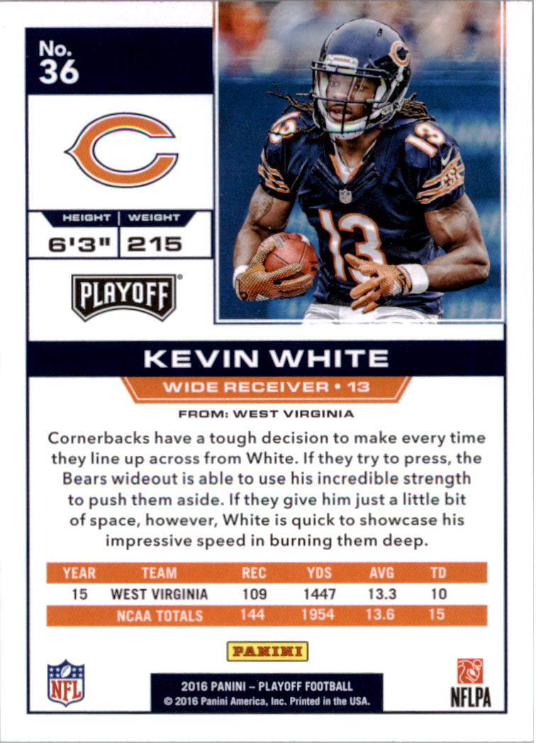 2016 Playoff #36 Kevin White back image