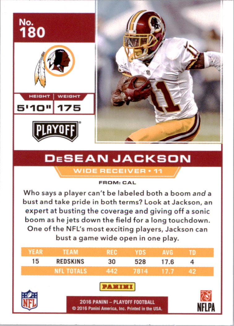 2016 Playoff #180 DeSean Jackson back image