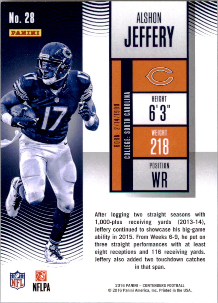 : 2016 Score #57 Alshon Jeffery Chicago Bears Football