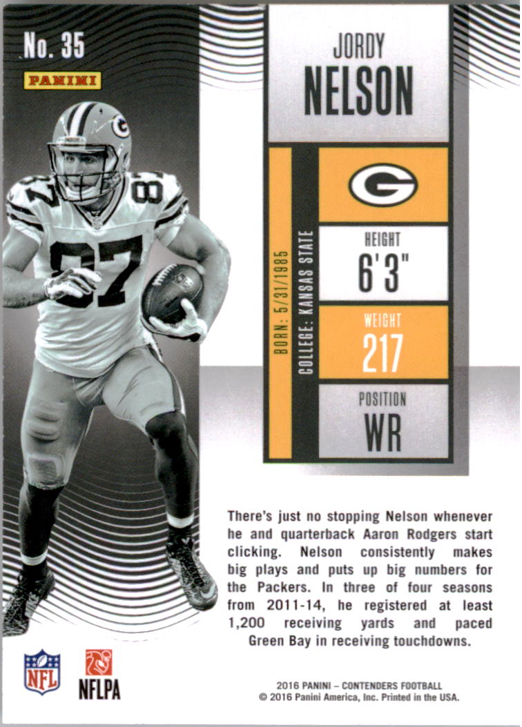 2016 Panini Contenders #35 Jordy Nelson back image