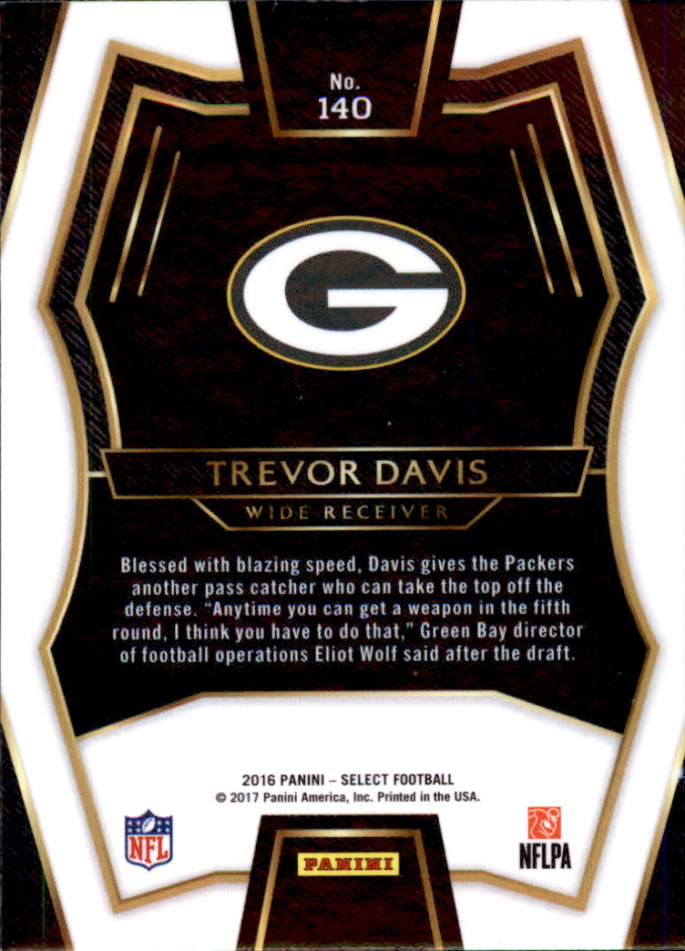 2016 Select #140 Trevor Davis RC back image