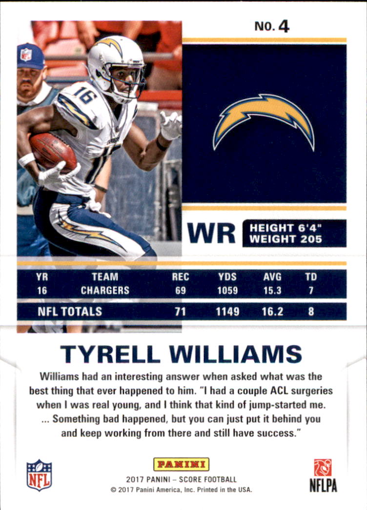 2017 Score #4 Tyrell Williams back image