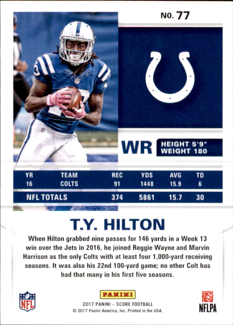 2017 Score #77 T.Y. Hilton back image