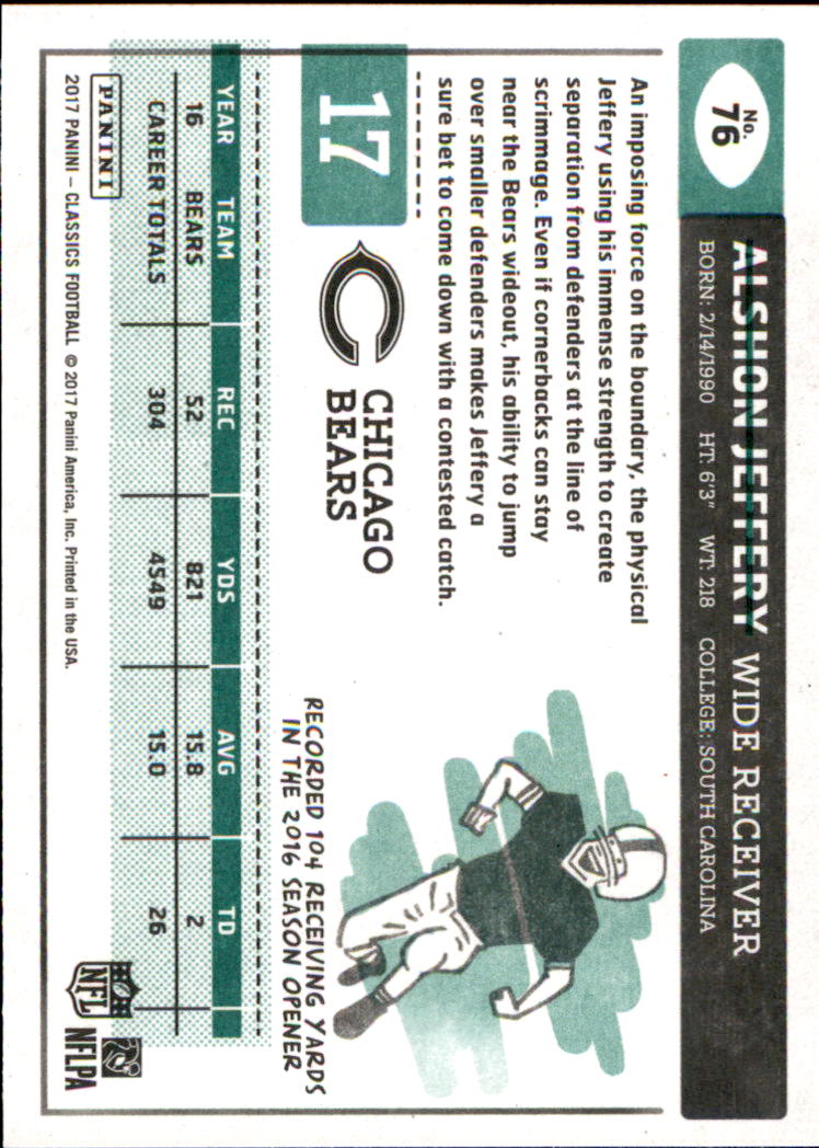 A0919- 2017 Classics Football Cards 1-210 +Rookies -You Pick- 15+ FREE US SHIP - Picture 100 of 228