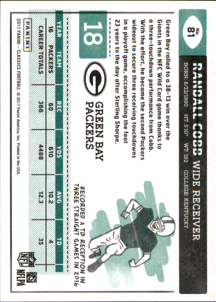 A0919- 2017 Classics Football Cards 1-210 +Rookies -You Pick- 15+ FREE US SHIP - Picture 108 of 228