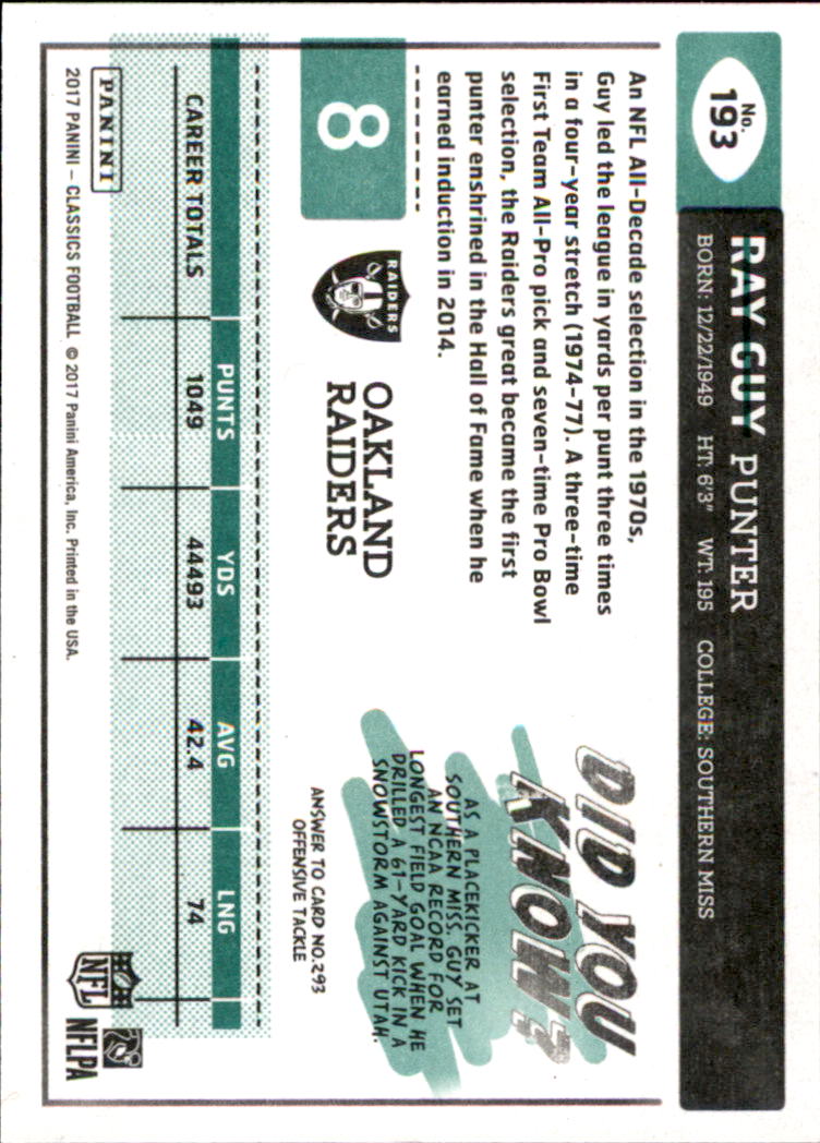 A0919- 2017 Classics Football Cards 1-210 +Rookies -You Pick- 15+ FREE US SHIP - Picture 217 of 228