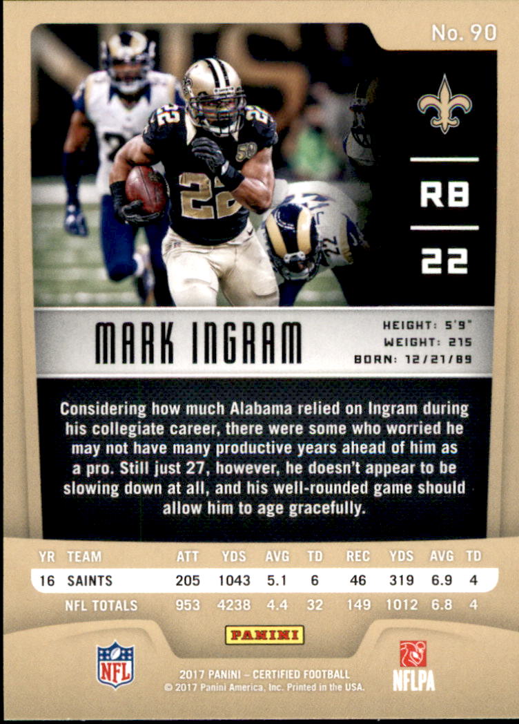 2017 Certified #90 Mark Ingram back image