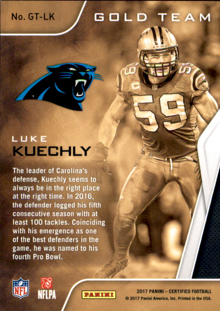 2017 Certified Gold Team #9 Luke Kuechly back image