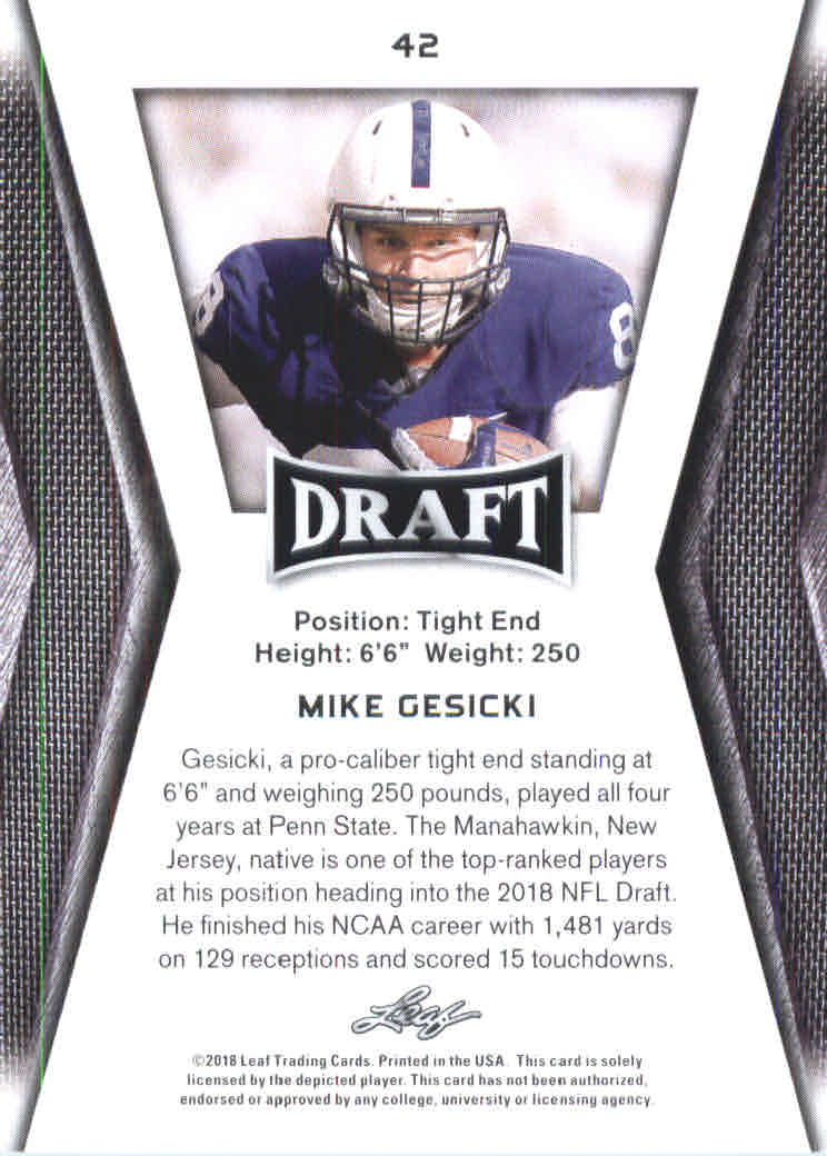 B0201- 2018 Leaf Draft FB Card #s 1-60 +Inserts -You Pick- 15+ FREE US SHIP - Picture 59 of 145