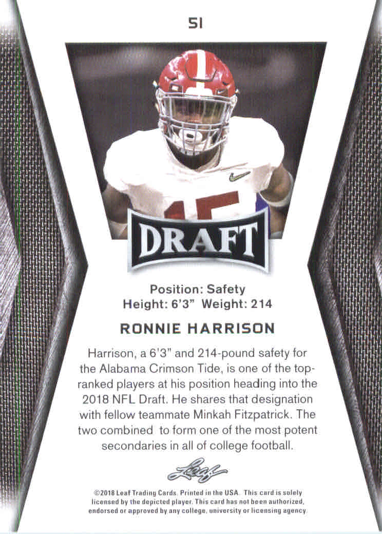 B0201- 2018 Leaf Draft FB Card #s 1-60 +Inserts -You Pick- 15+ FREE US SHIP - Picture 111 of 145