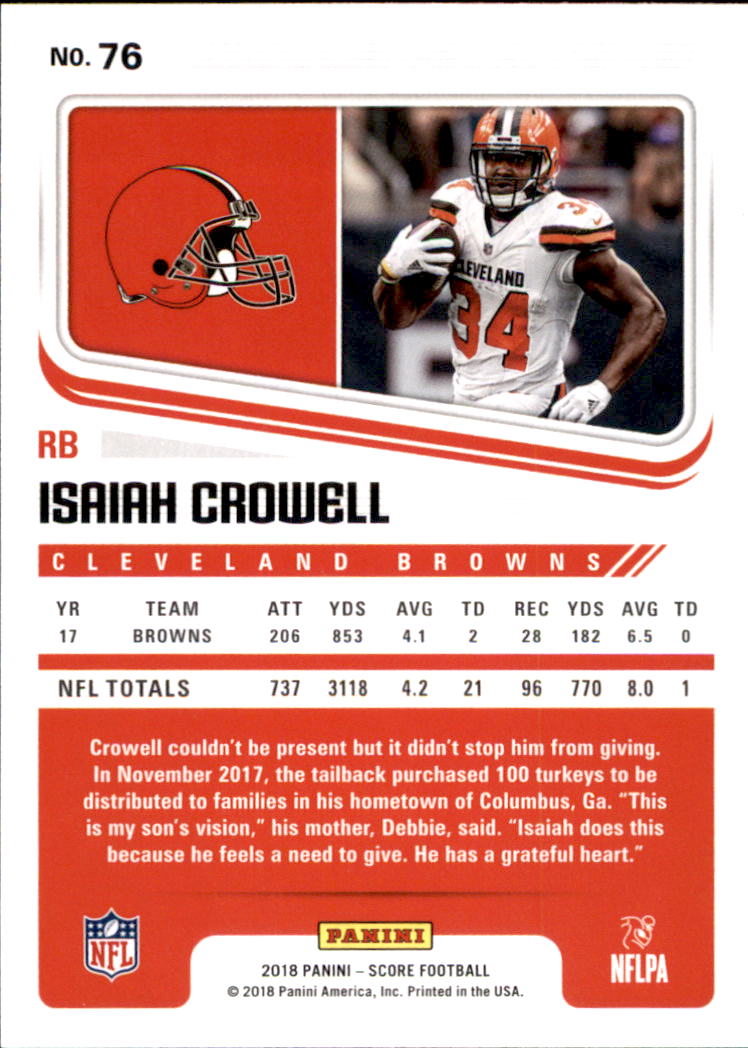 2018 Score #76 Isaiah Crowell back image