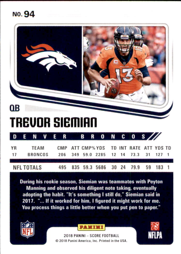 A8999- 2018 Score Football Card #s 1-250 -You Pick- 15+ FREE US SHIP - Picture 129 of 325