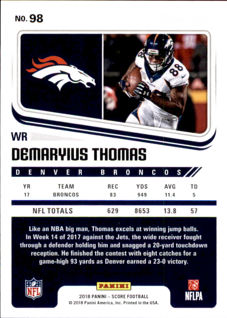 A8999- 2018 Score Football Card #s 1-250 -You Pick- 15+ FREE US SHIP - Picture 135 of 325