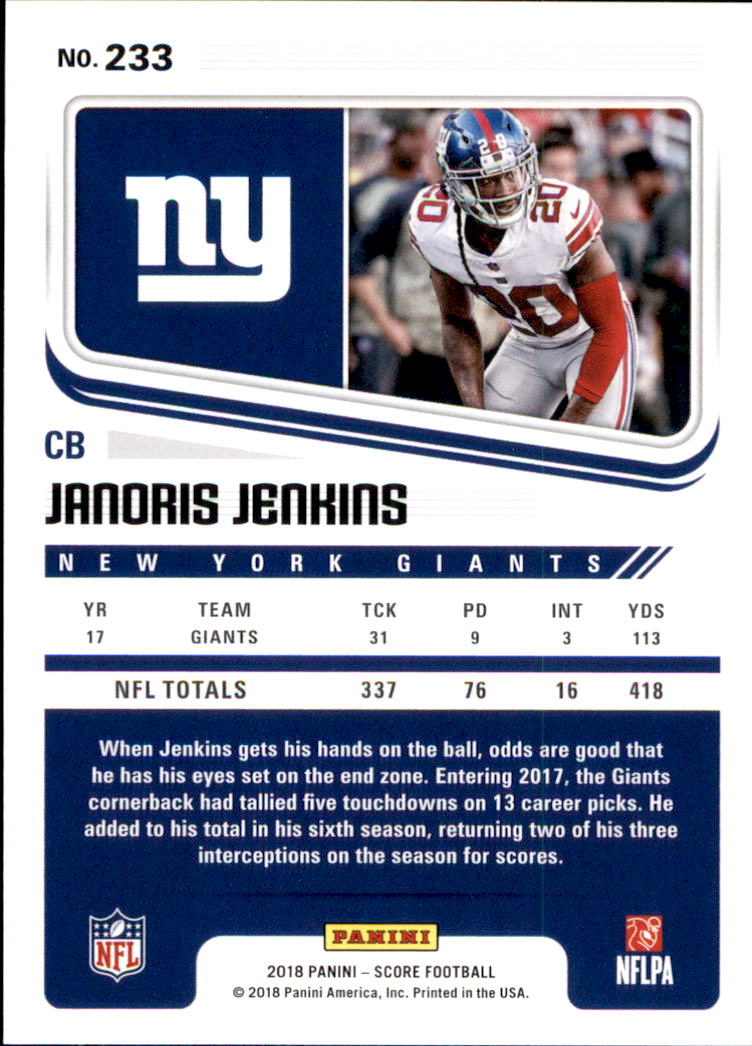 A8999- 2018 Score Football Card #s 1-250 -You Pick- 15+ FREE US SHIP - Picture 299 of 325