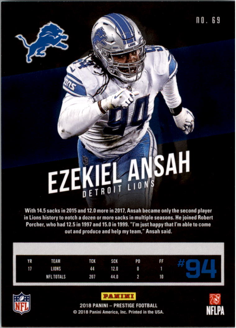 2018 Prestige #69 Ezekiel Ansah back image