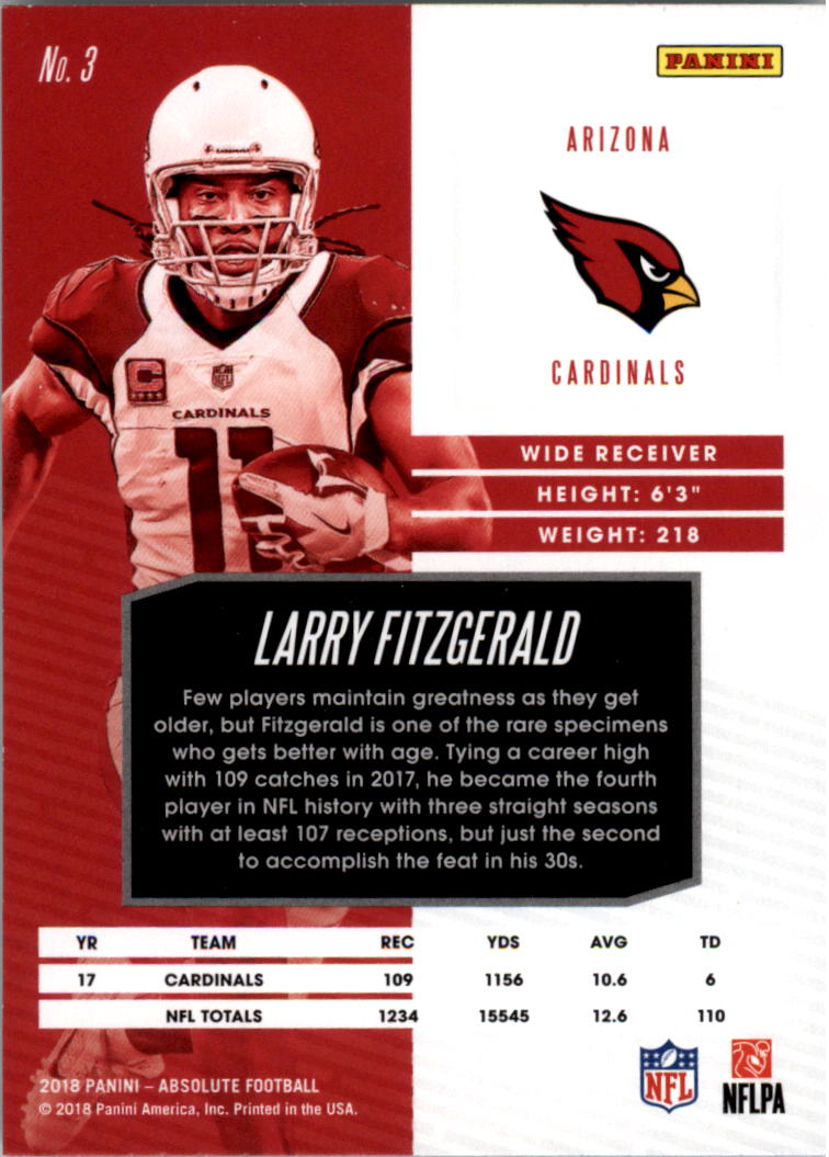 2018 Absolute #3 Larry Fitzgerald back image