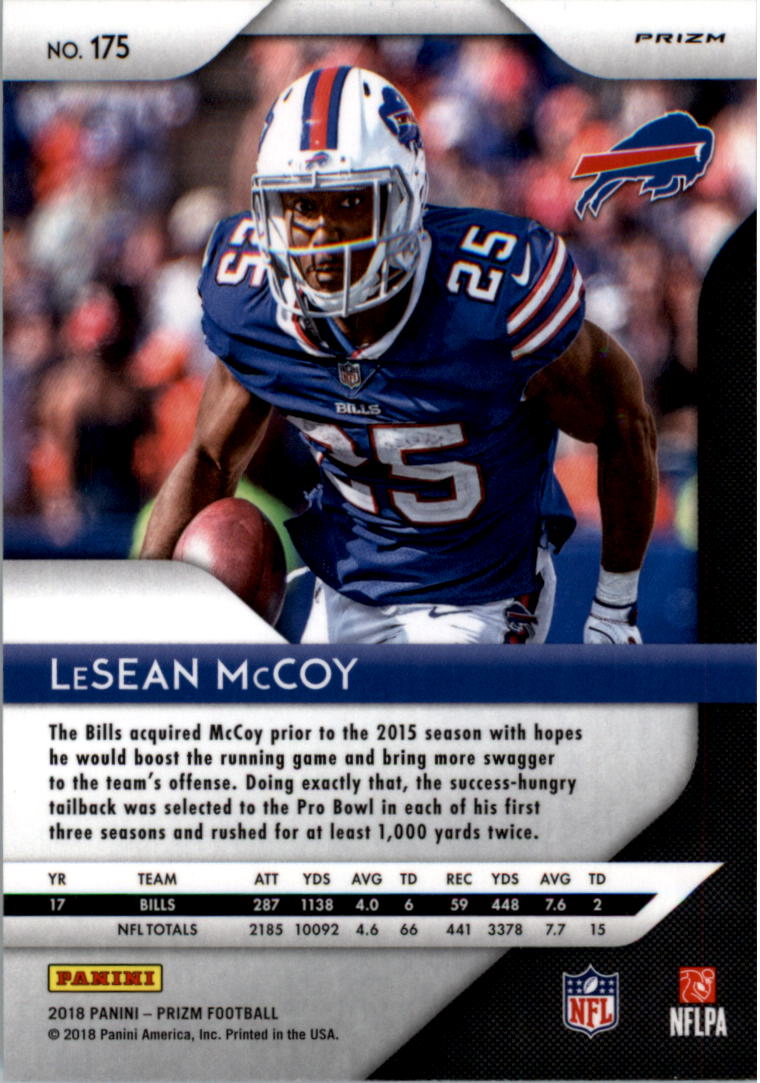 2018 Panini Prizm Prizms Red White and Blue #175 LeSean McCoy back image