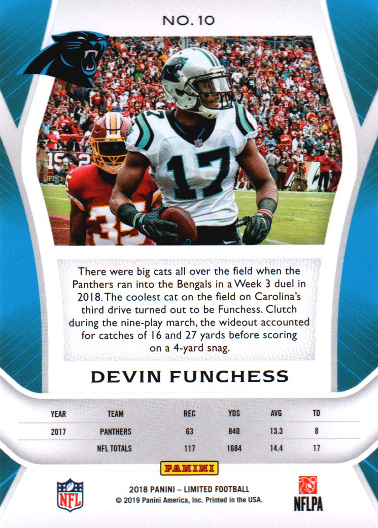2018 Limited #10 Devin Funchess back image